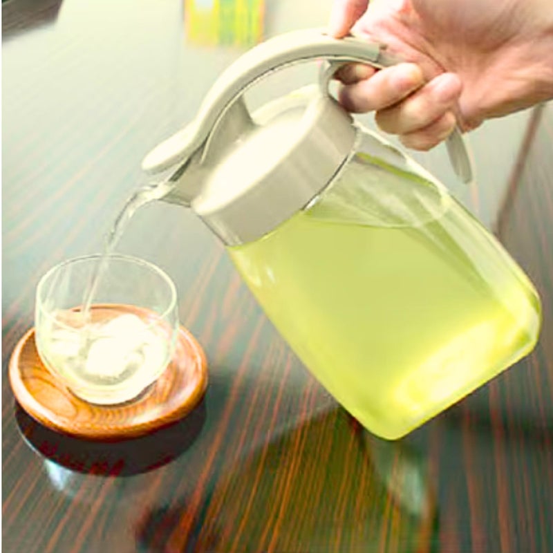 Invisioncorp إبريق ماء مضغوط محكم الإغلاق مع غطاء - 1.4QT (45oz) وعاء مانع للتسرب للمشروبات الساخنة والباردة، الشاي، القهوة، الماء - نحيف، موفر للمساحة، آمن في غسالة الصحون، صنع في اليابان - Image 3
